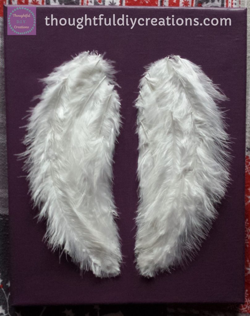 Final Image of D.I.Y Feather Angel Wing Canvas.