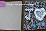 Before & After of D.I.Y. Floral Fabric Canvas made using up-cycled materials.