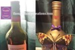 Before & After of Gold Spray Painted Wine Bottle with Love Quote.