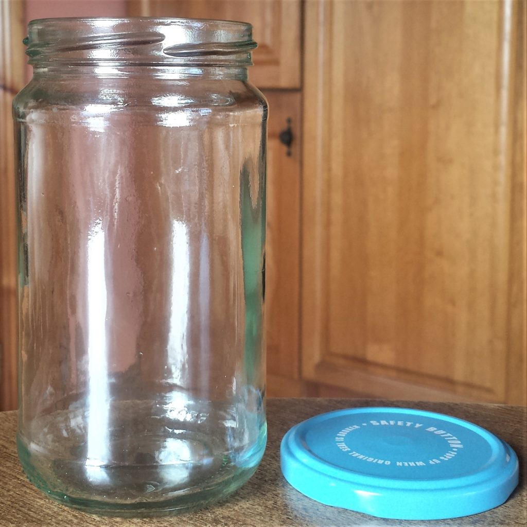 Washed and dried mayonnaise jar and lid.