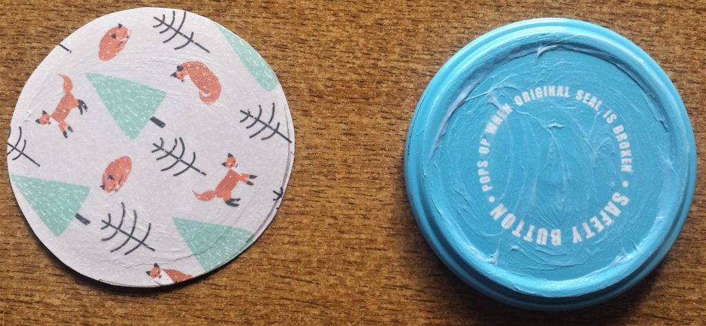 Pritt stick on the back of the brown circle and the lid.