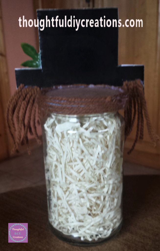 Completed scarecrow jar from behind.