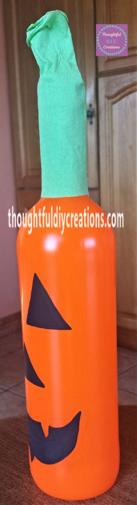 Finished pumpkin bottle from the other side view.