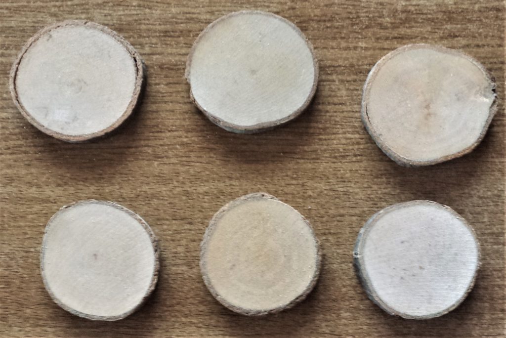 Six similar sized branch offcuts.