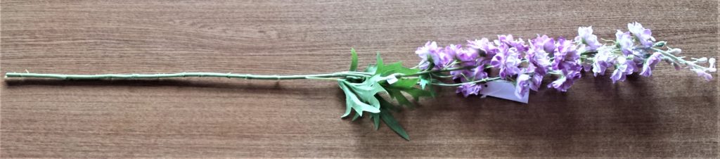 Purple artificial flowers.