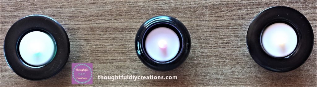 Front view of the LED Candles in the candle holders.