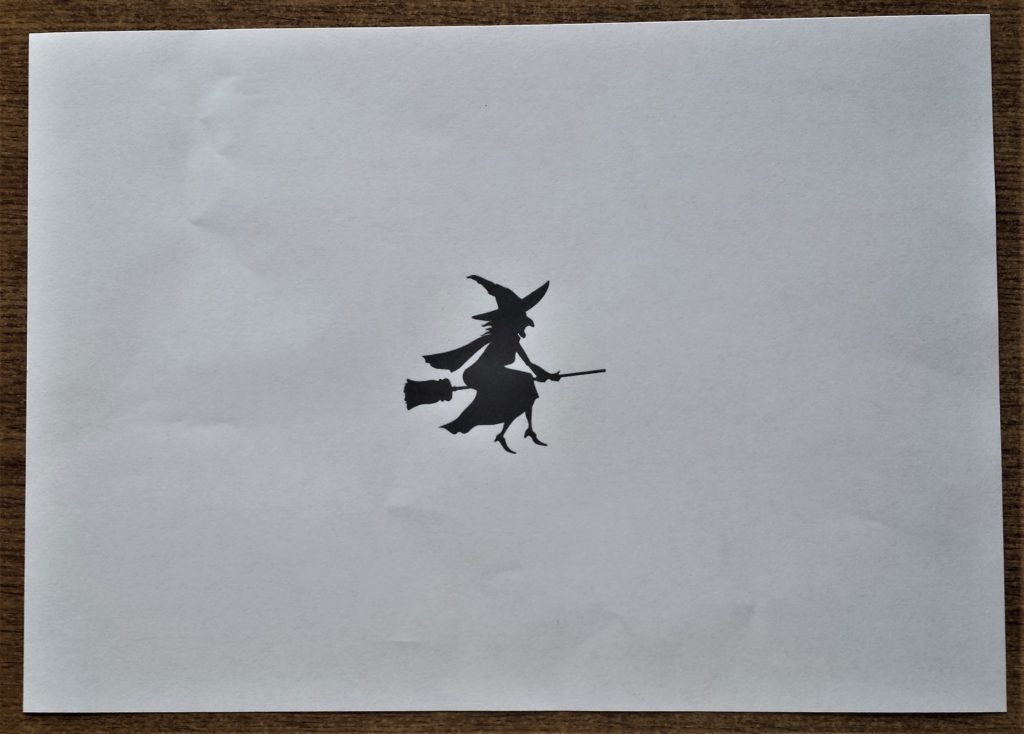 Witch Silhouette printed out on regular printing paper.