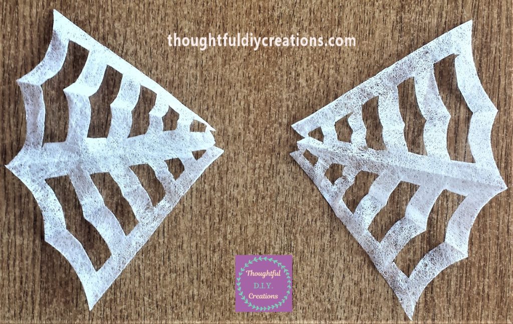 Two sections cut out from the spiderweb.