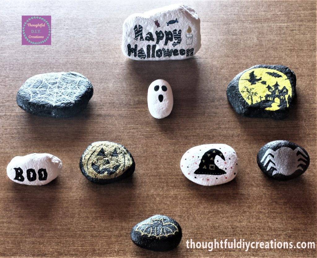 The final result of the Halloween stones arranged in a different order.
