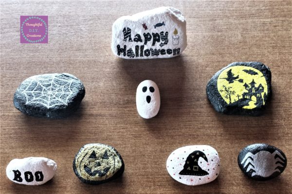 Final Result D.I.Y. Halloween Stones.