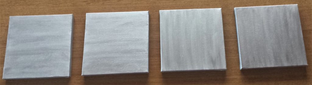 First layer of paint on the 4 Canvases.