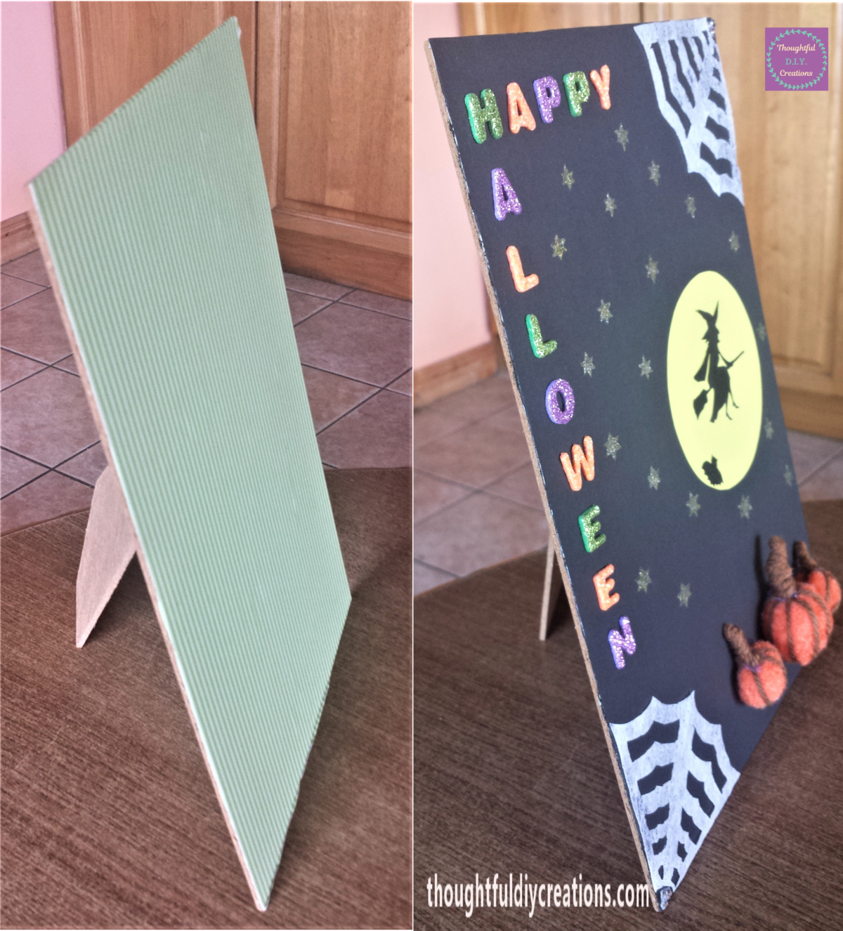 Before & After of Halloween Sign.