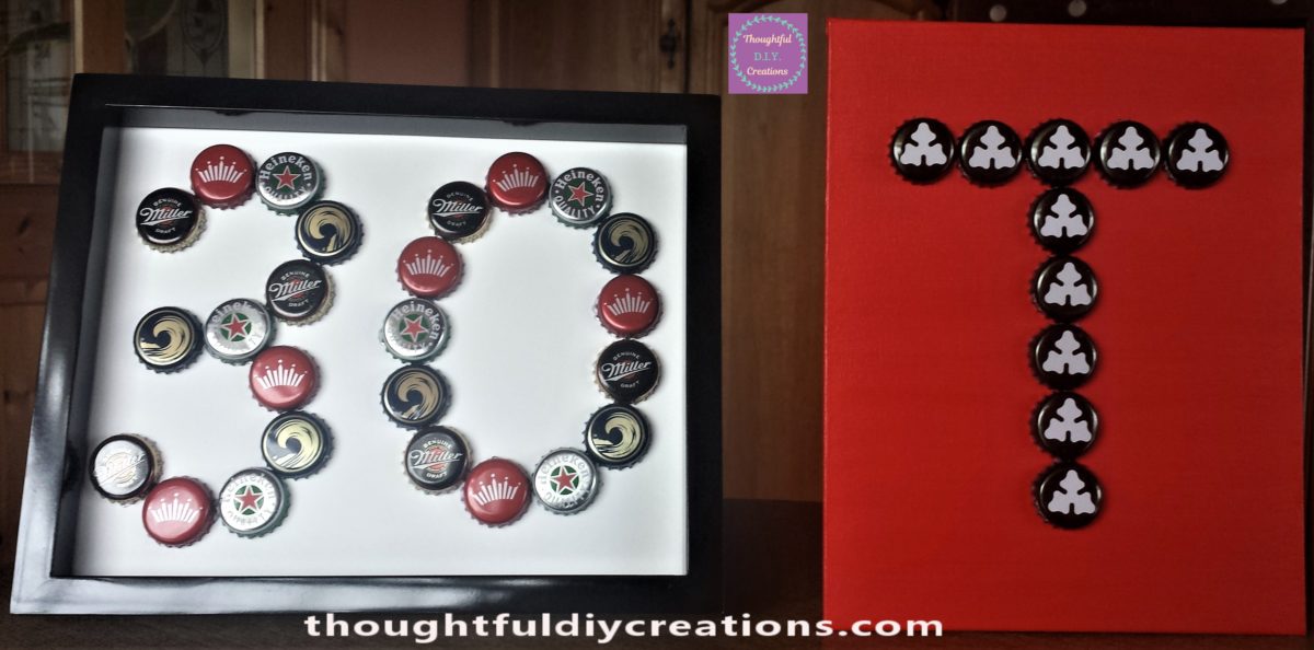 Completed Beer Bottle Cap Frame & Beer Bottle Cap Monogram.