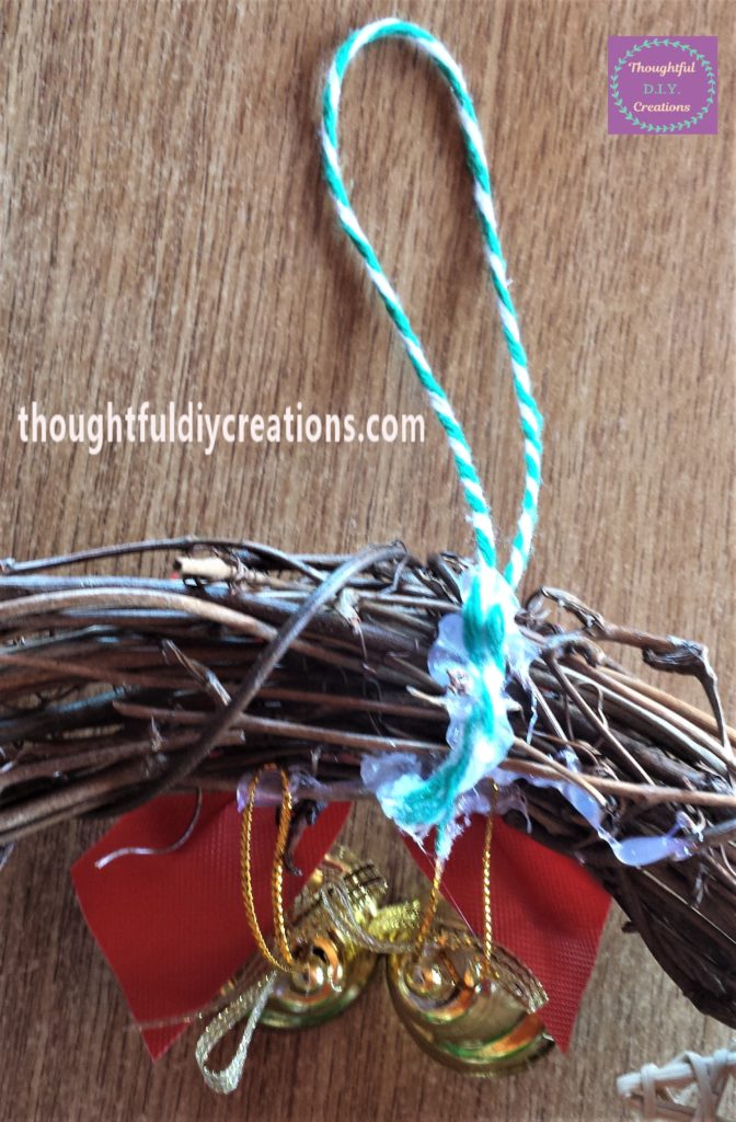 String attached to the back of the wreath.