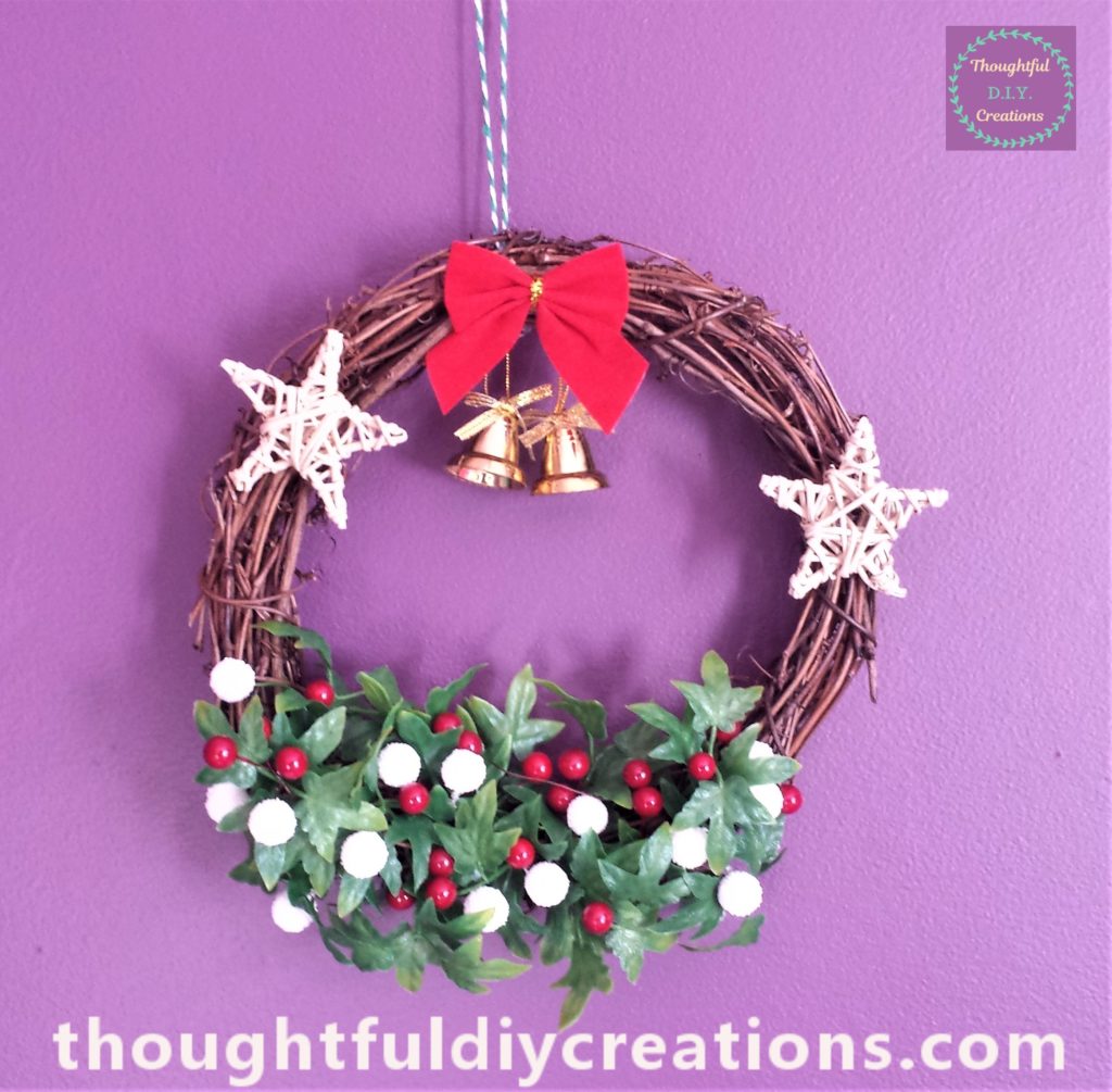 The first completed D.I.Y. Christmas wreath.