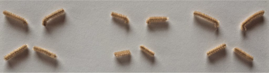 12 pieces of brown pipe cleaner cut for the snowmen arms.