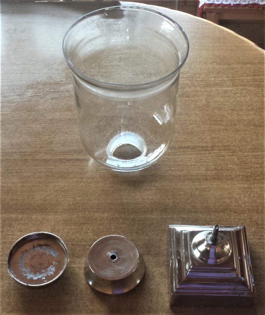 All of the pieces unscrewed from the Candle Jar.