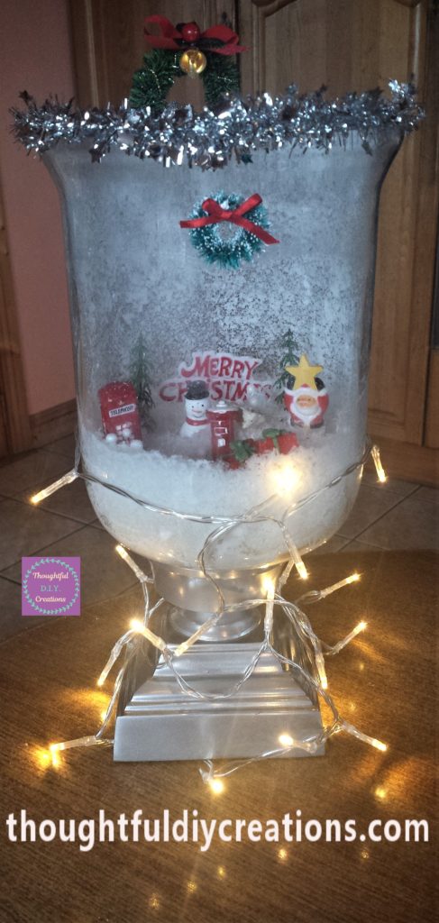 The lights added to the Christmas Scene Jar.
