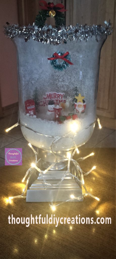 Another image of the completed Christmas scene jar.