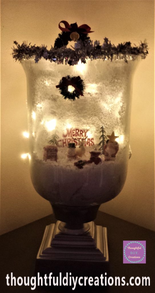 The Christmas Scene Jar with the lights switched off.