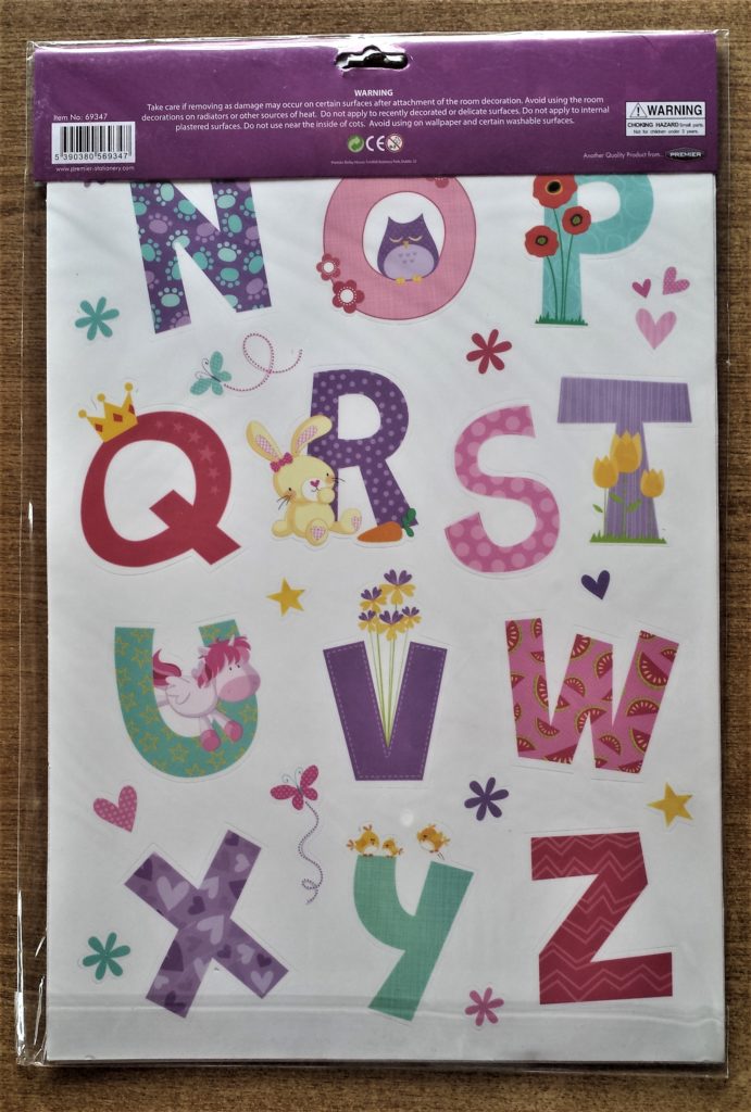 Second part of the Alphabet Wall Stickers Pack 1.
