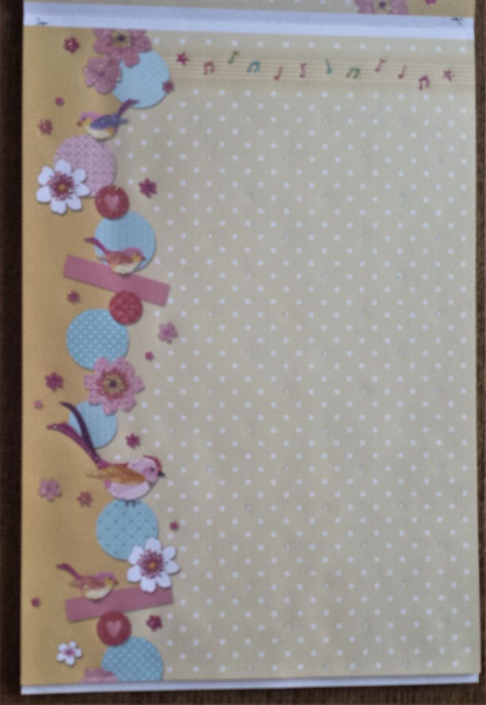 Yellow and white polka dot page from the pad.