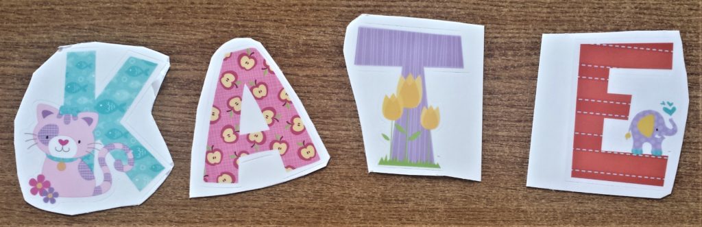 Each letter cut out.