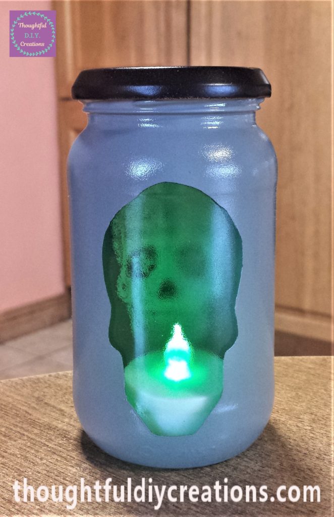 The completed D.I.Y. Skull Jar.