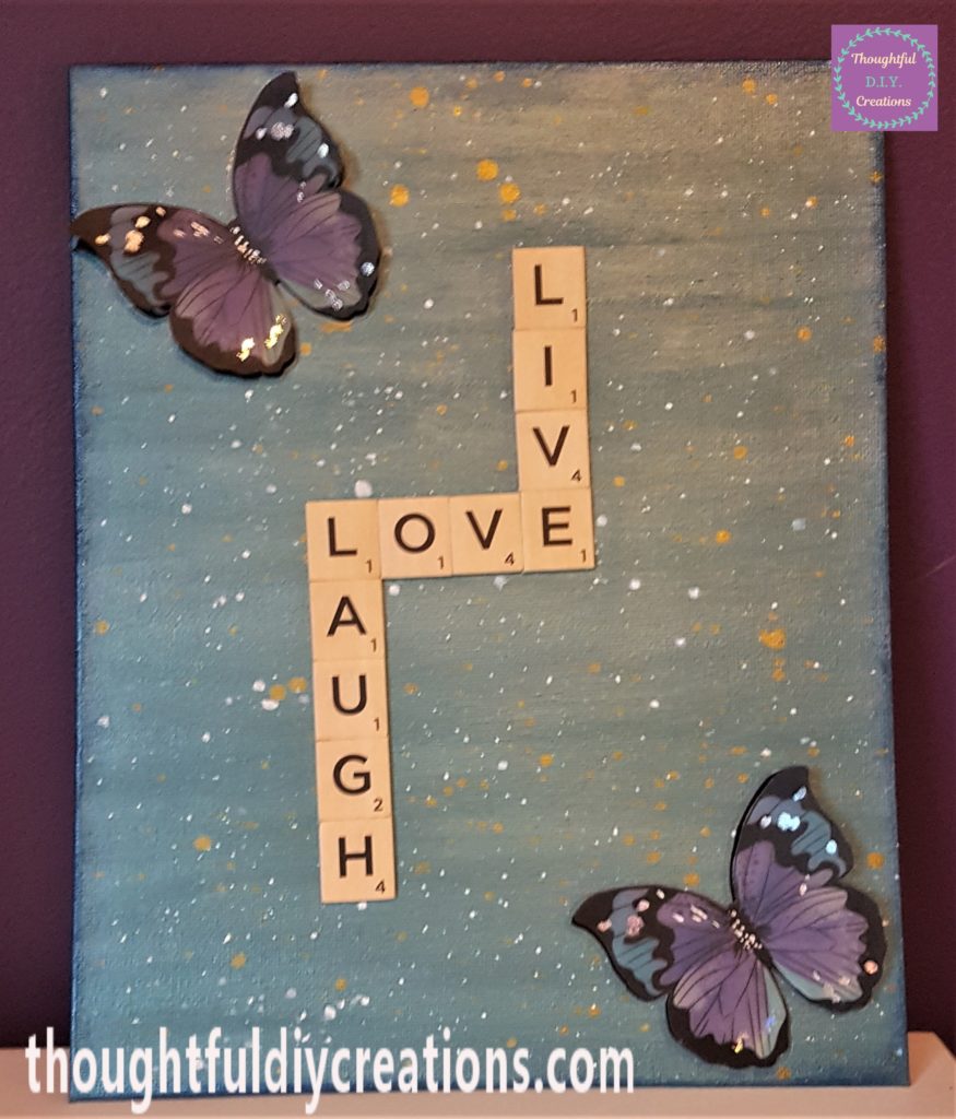 Completed 'Live, Love, Laugh' Canvas Board.