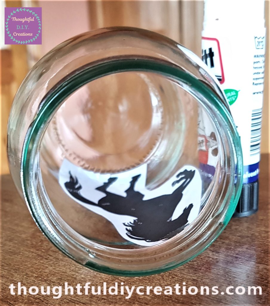 The image placed into the jar.