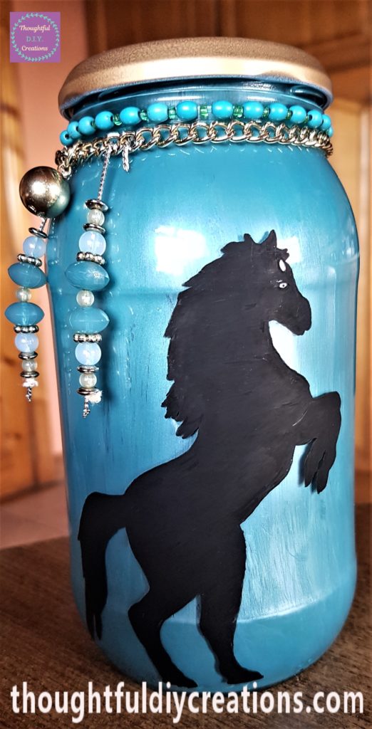 Completed D.I.Y. Horse Silhouette Jar.