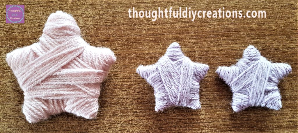 The 3 completed wool stars.