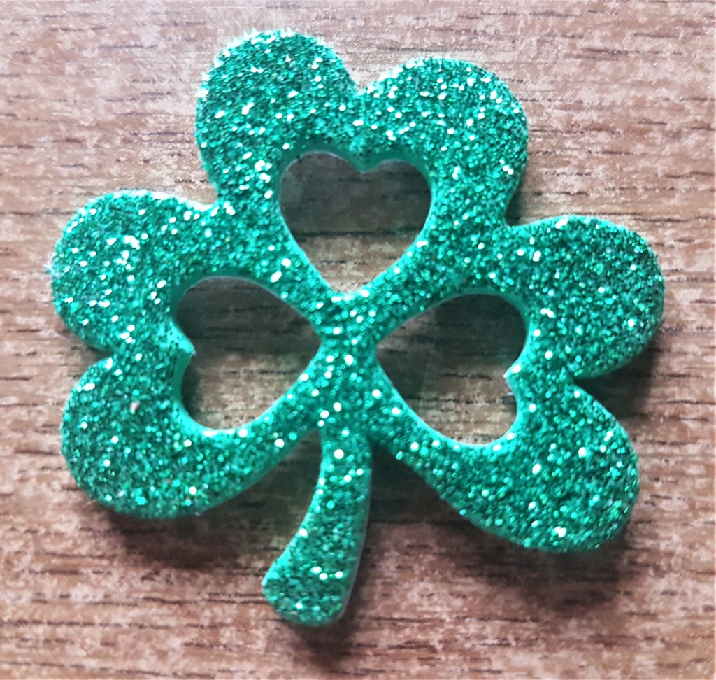 The 3 heart shapes removed from a shamrock for the rainbow path.