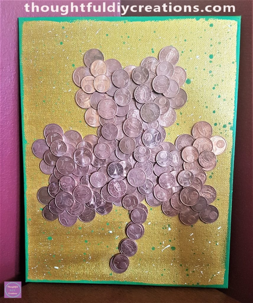 Finished Money Shamrock Canvas.