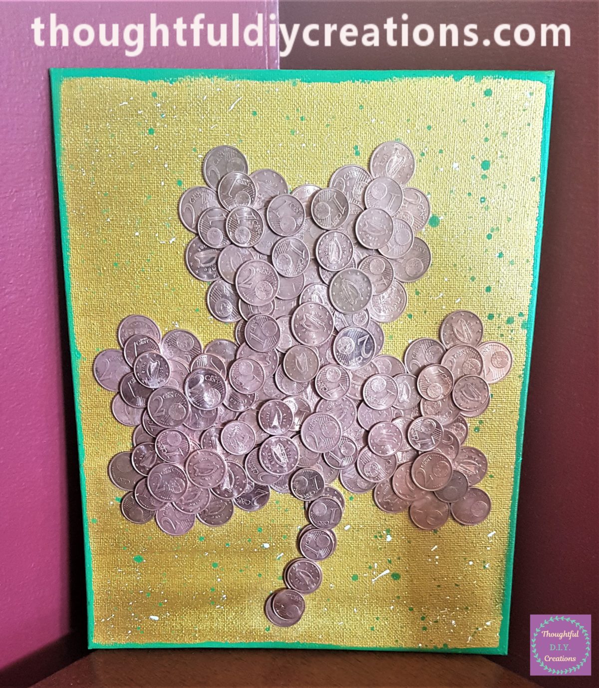 Finished Money Shamrock Canvas Board.
