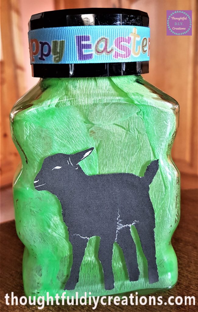 The Lamb Silhouette adhered to the second of the Easter Jars.