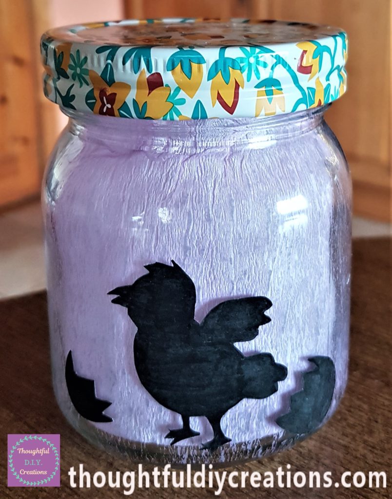 The Egg and Chick Silhouette attached to the last of the Easter Jars.