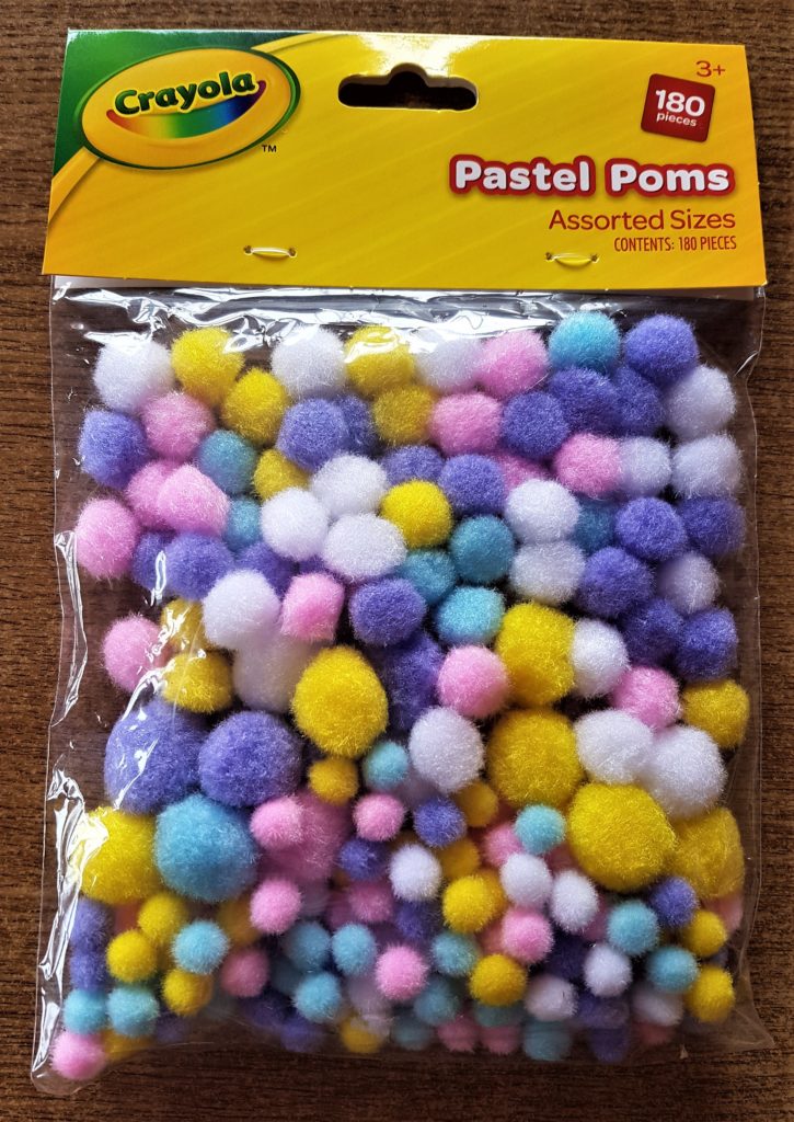 Pack of Assorted Sizes Pastel Pom Poms.