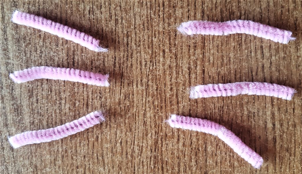 The pipe cleaners cut into 6 same size pieces.