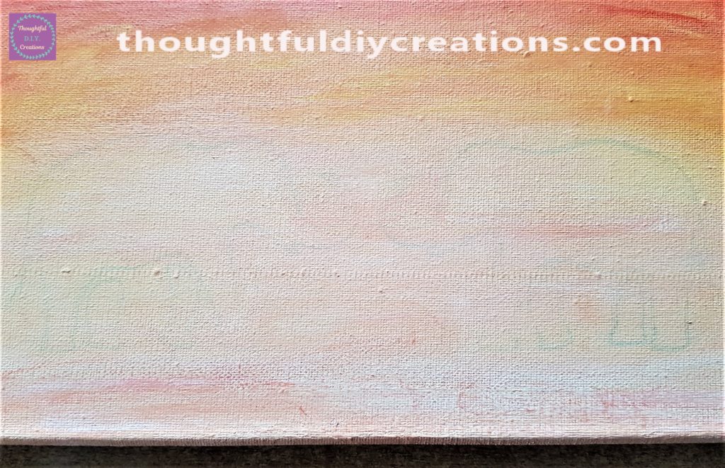 Close up image of the bottom of the canvas showing the outline of the elephants.