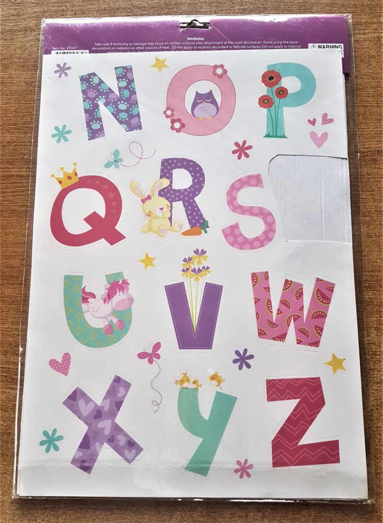 The second sheet of the Alphabet Wall Stickers.