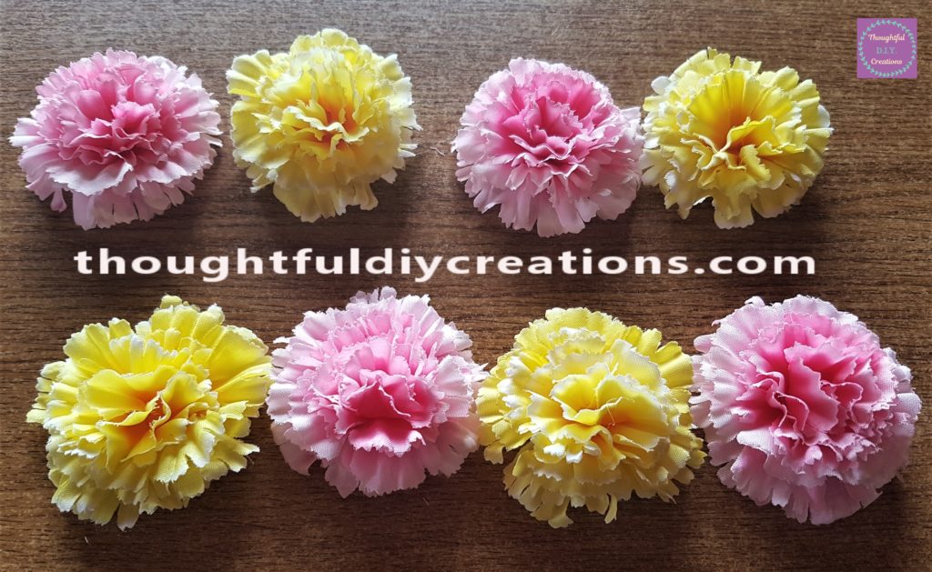 The same steps repeated for 7 more flowers, 3 more pink flowers and 4 yellow flowers.