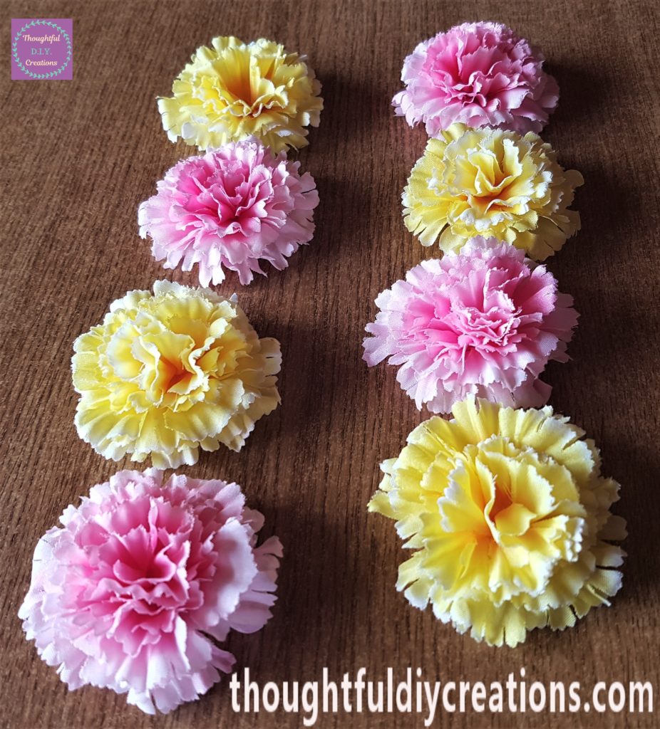 A side view of the completed eight flowers.