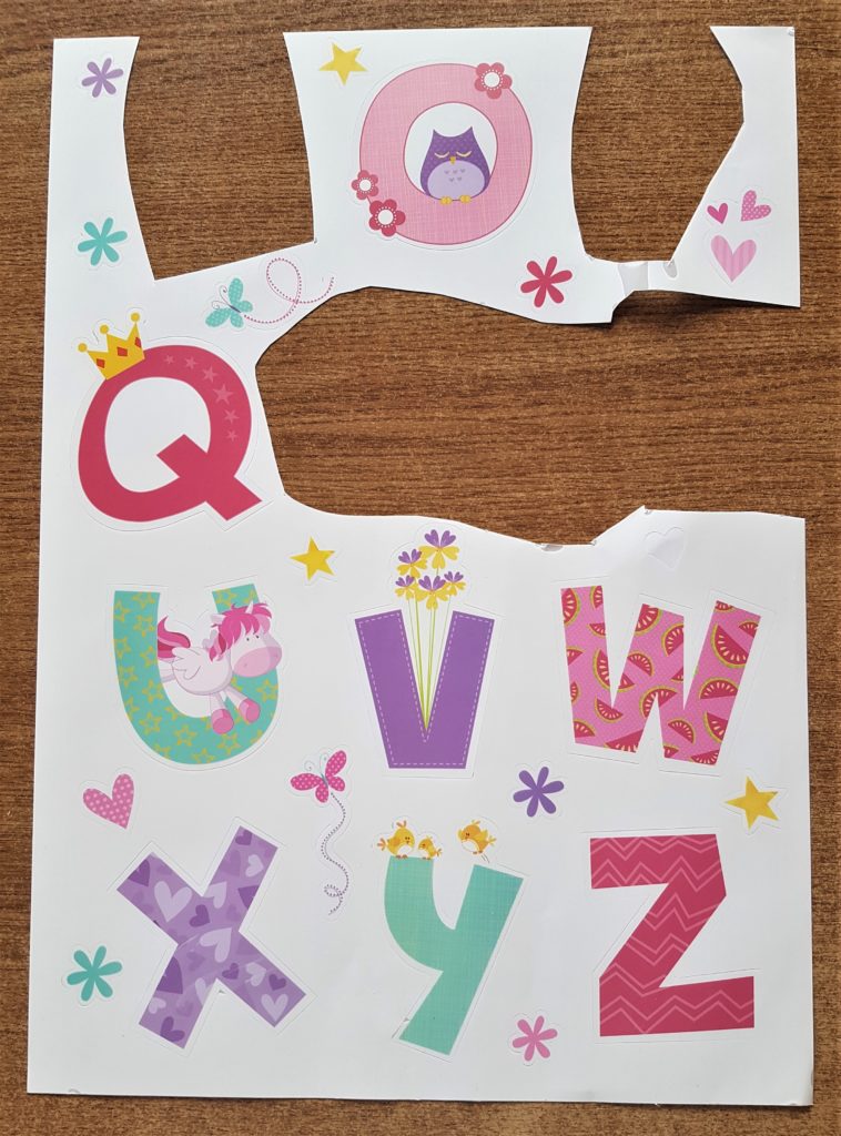 The second Alphabet sticker sheet with co-ordinating stickers.