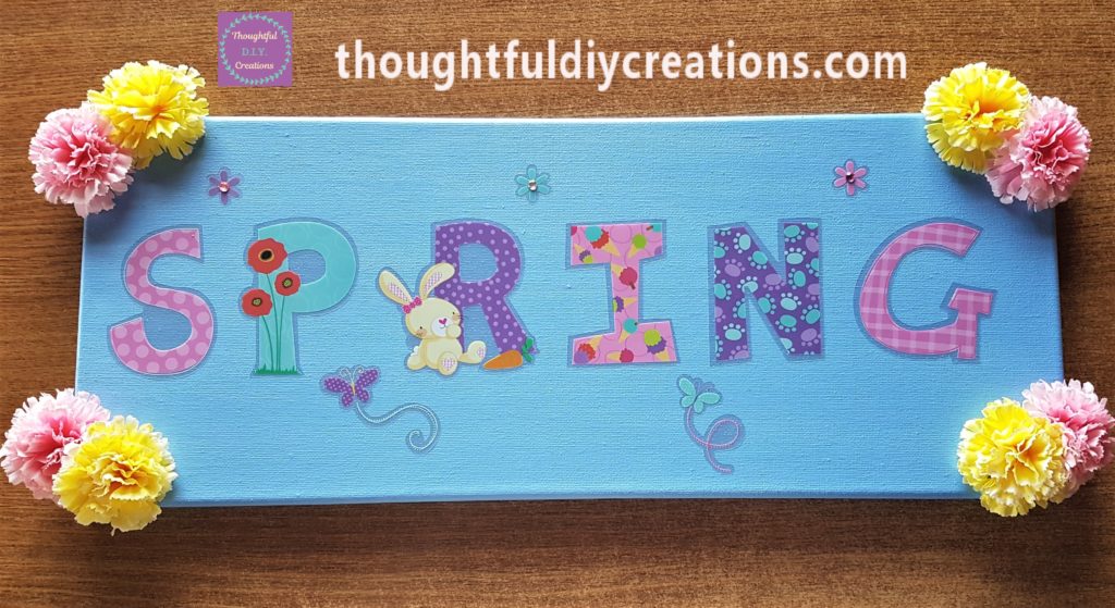 Purple and Green Butterfly Stickers added to the bottom of the Spring Canvas.