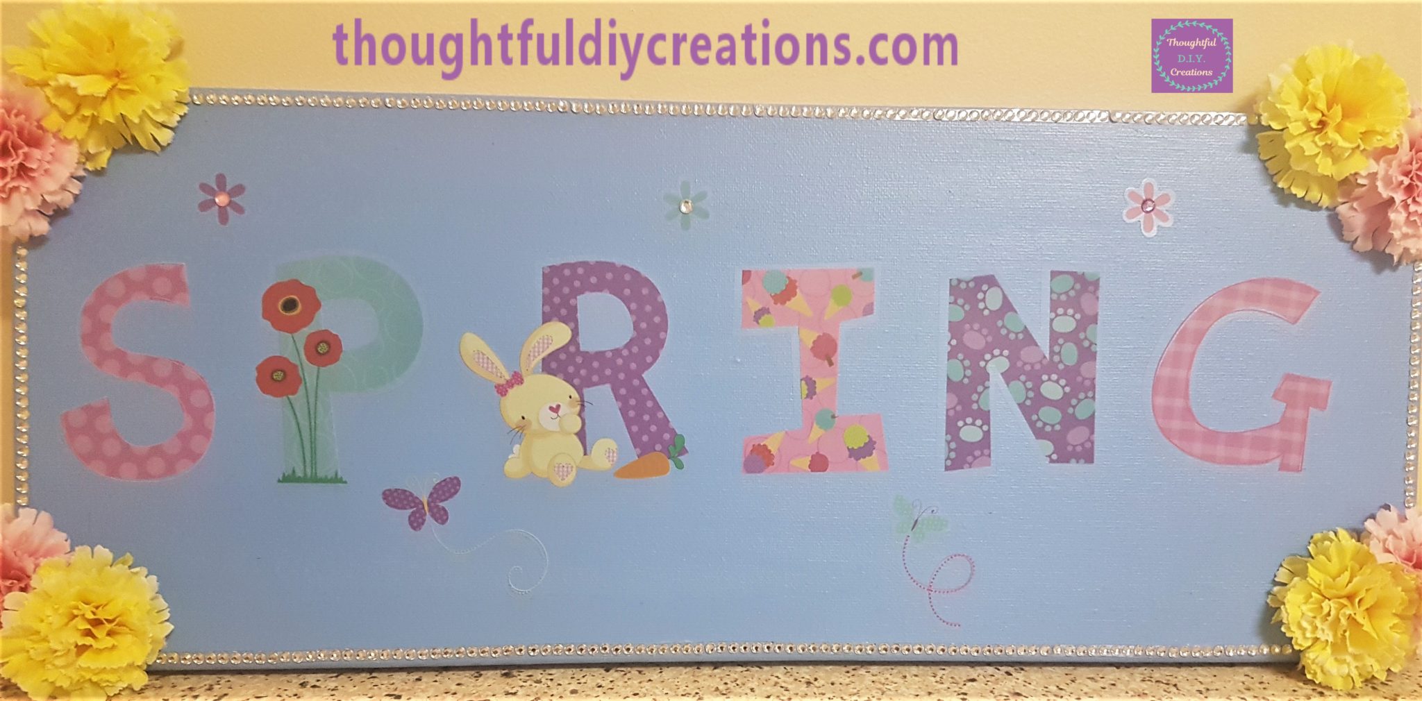 D.I.Y. Spring Canvas - thoughtfuldiycreations Flower Spring Craft Tutorial