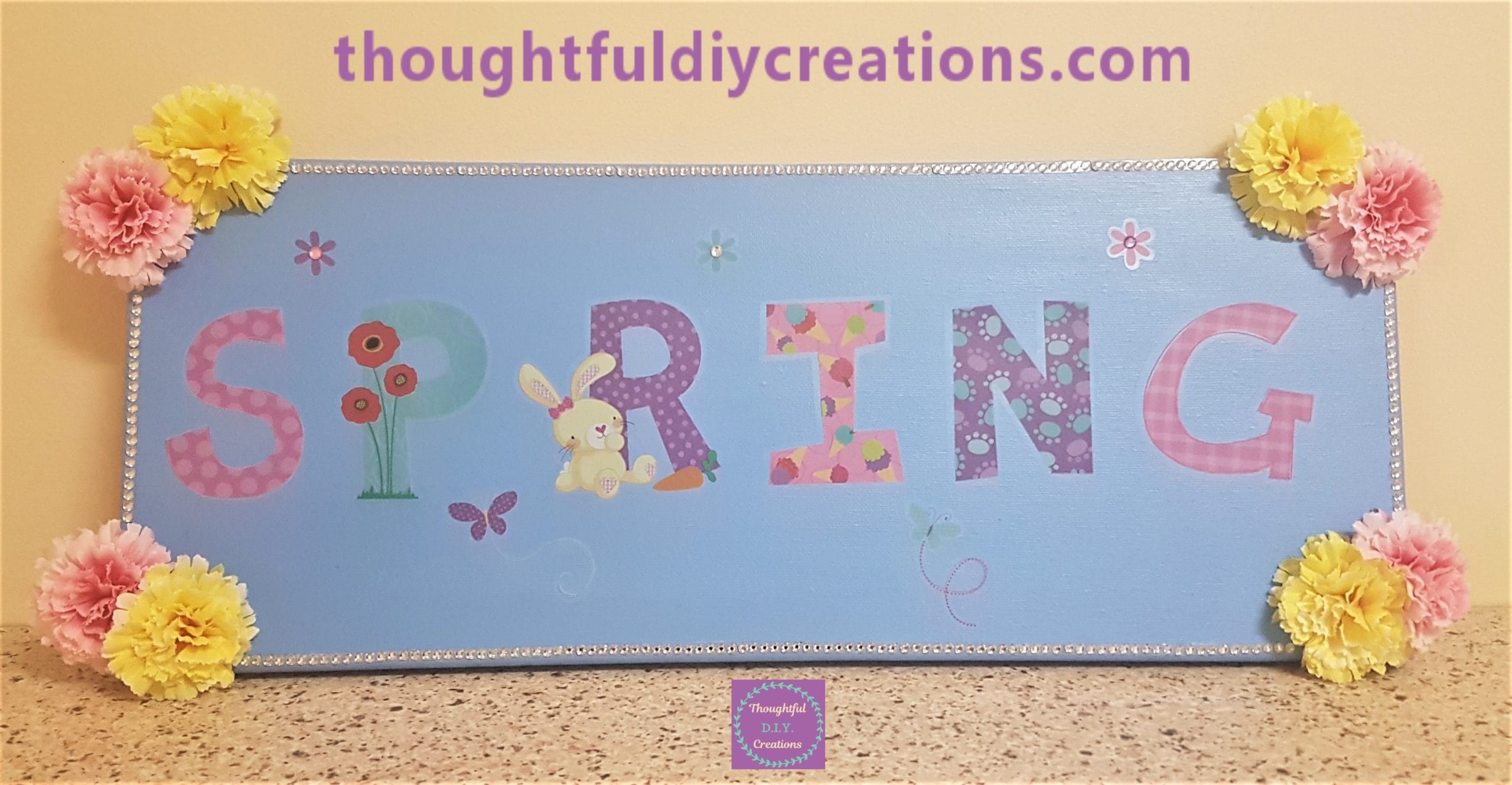 D.I.Y. Spring Canvas - thoughtfuldiycreations Flower Spring Craft Tutorial