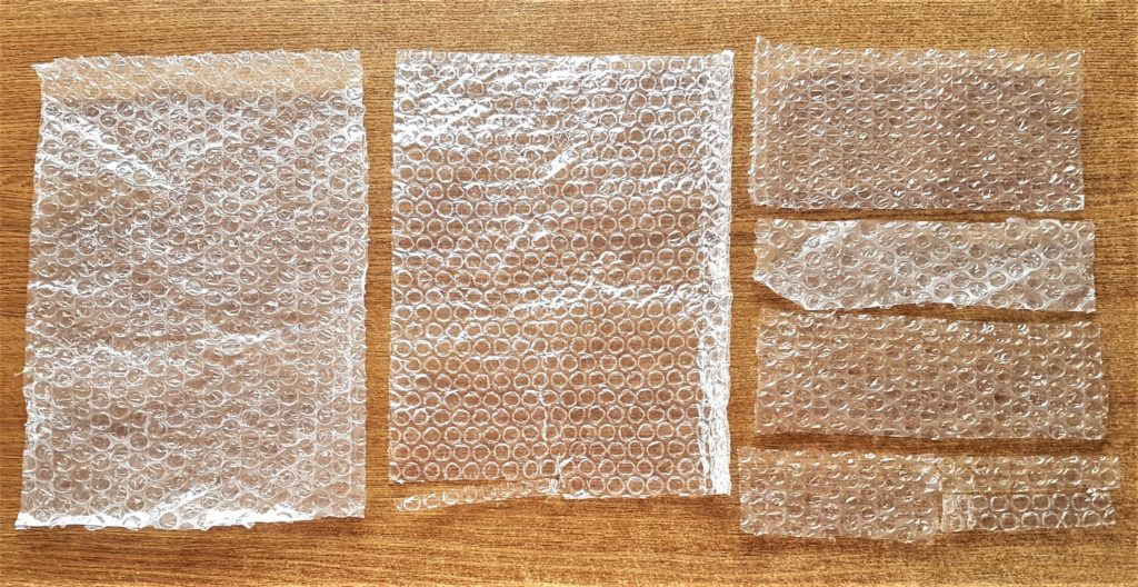 Bubble wrap pieces I had in my supplies, I had enough for 3 layers.