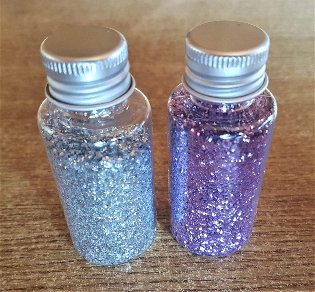 Silver and purple glitter.