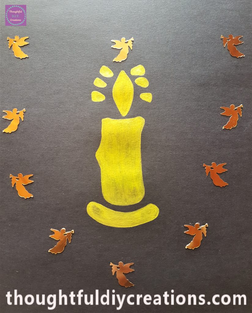 A close-up of the Angels around the Candle.